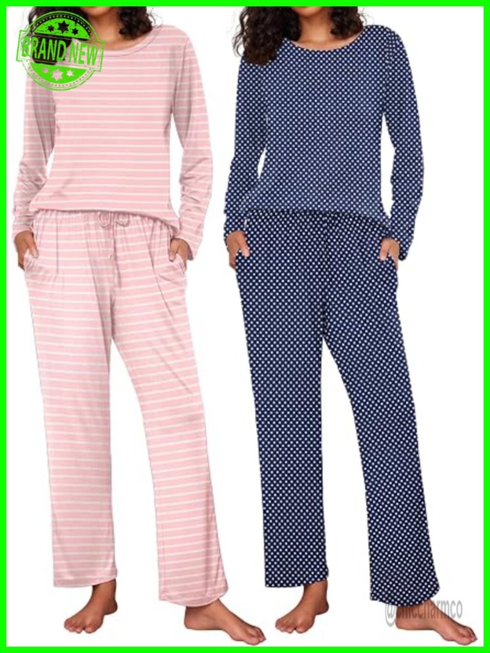 2 Pack Womens Pajama Sets Long Sleeve Soft Sleepwear Loungewear Set